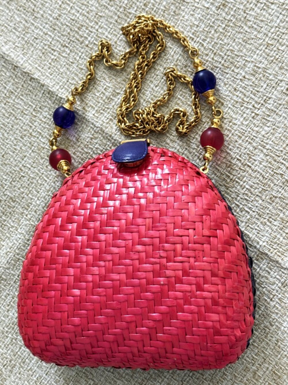 RODO crossbody bag pink purple woven